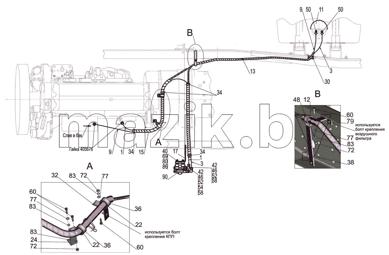 Установка топливопроводов 6501B9-1104002-030