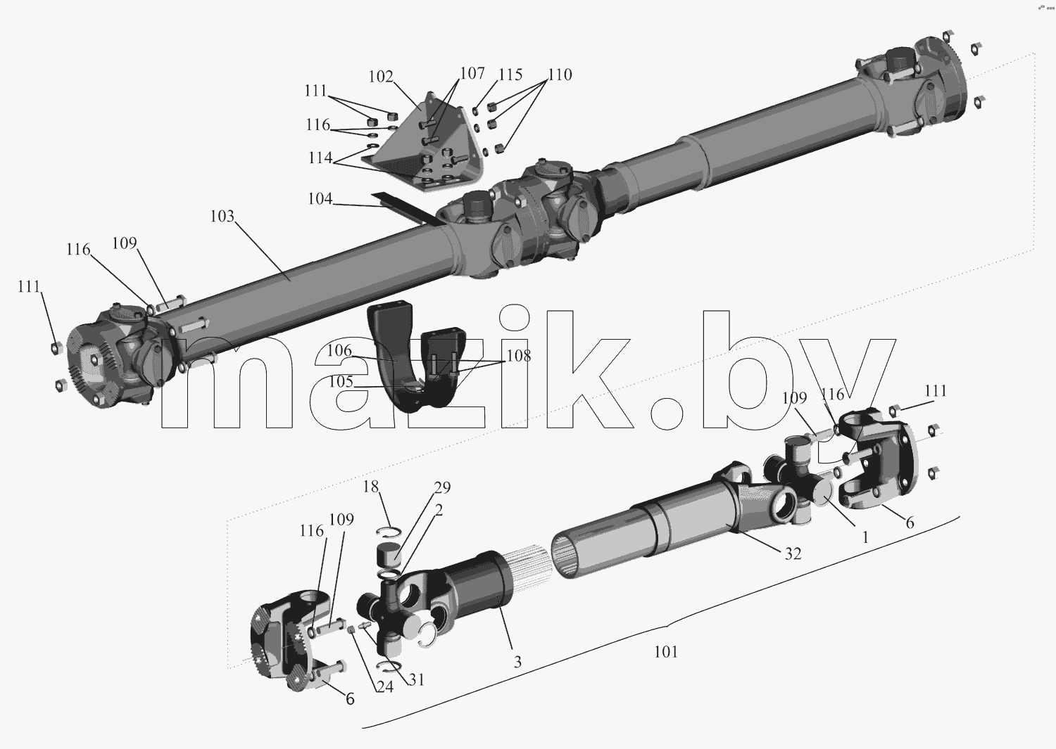 Установка карданной передачи 651669-2200000