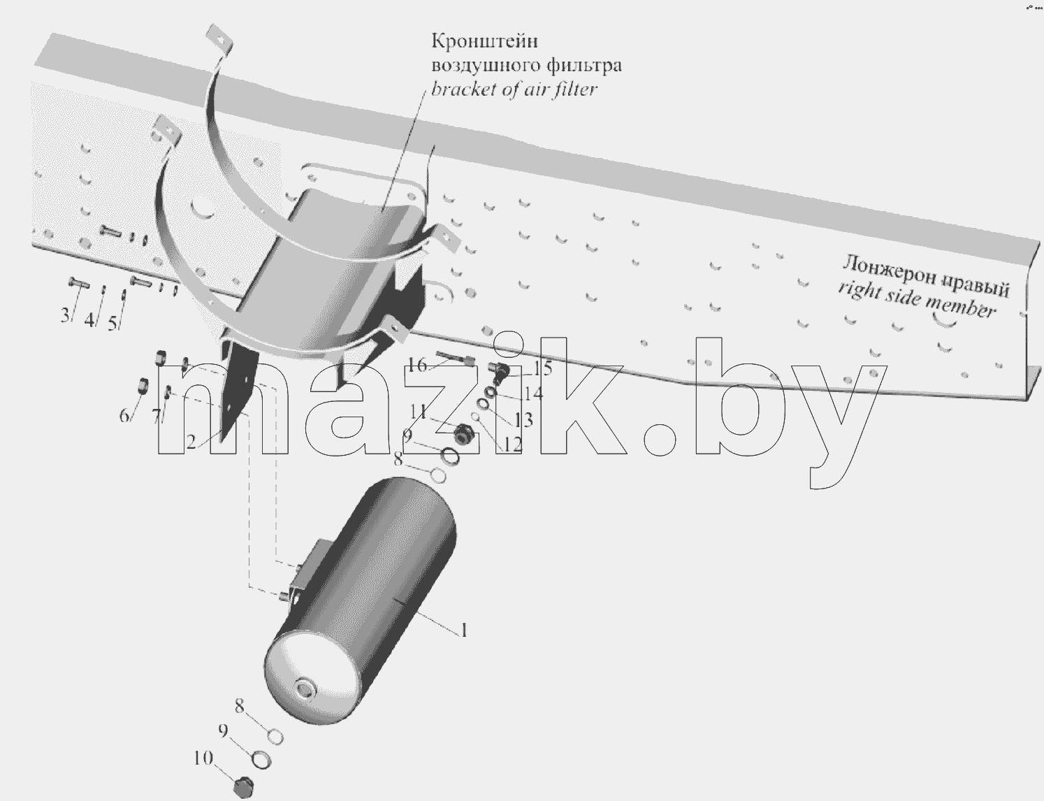 Крепление ресиверов 64255-3513004 и присоединительной арматуры