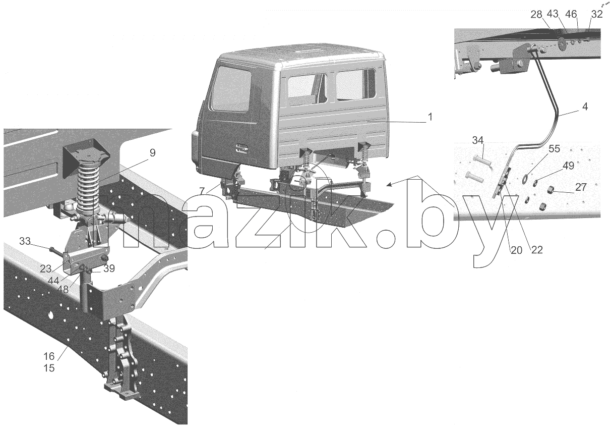  Установка кабины 544019-5000002-010