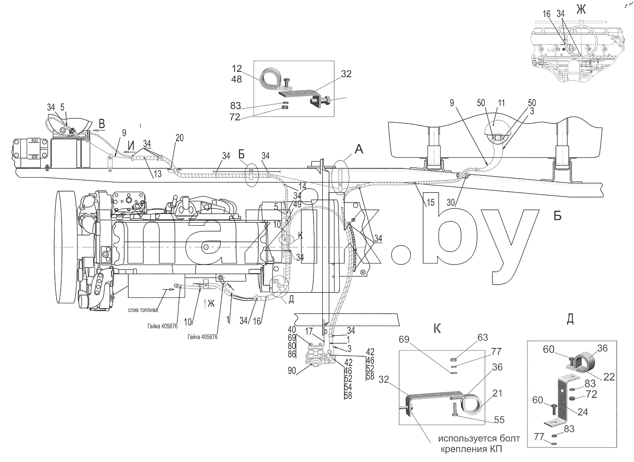  Установка топливопроводов 6501B9-1104002-020