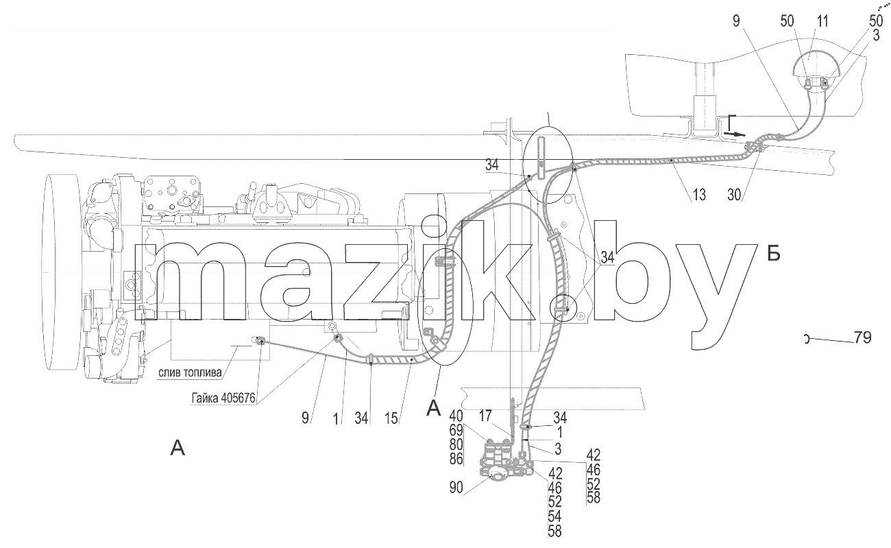  Установка топливопроводов 6501B9-1104002-030