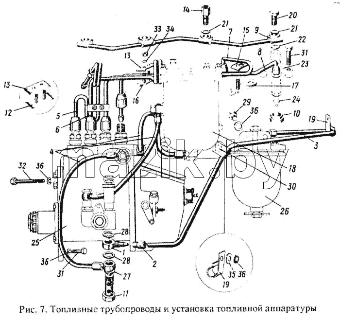 Топливные трубопроводы и установка топливной аппаратуры