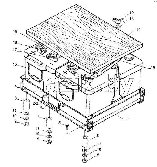 BATTERY AND BATTERY MOUNTING
