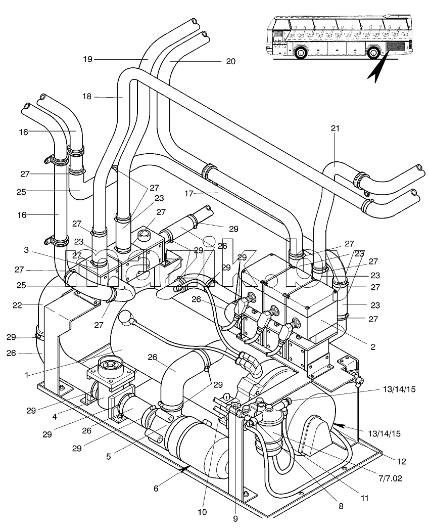 INDEPENDENT CAR HEATING version: one circulating pump