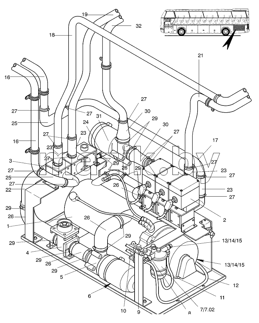 INDEPENDENT CAR HEATING version: two circulating pump