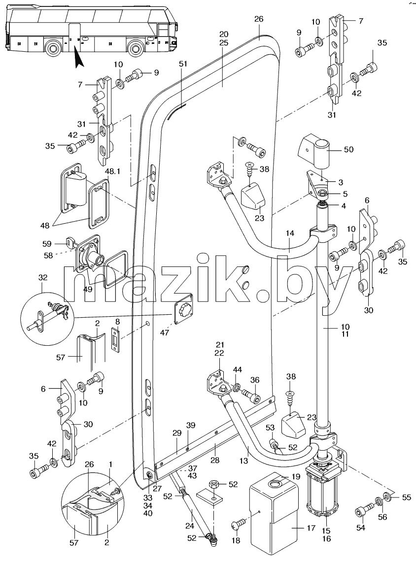 OUTWARD-SWINGING DOOR REAR