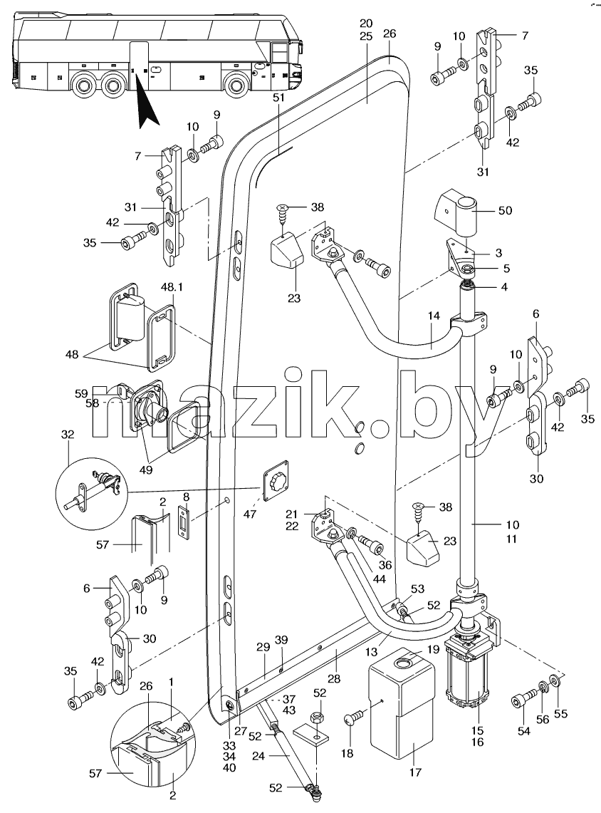 OUTWARD-SWINGING DOOR REAR