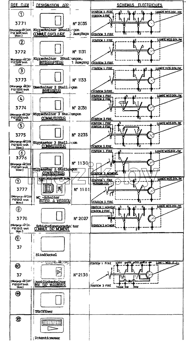 SWITCHES FOR DASH BOARD