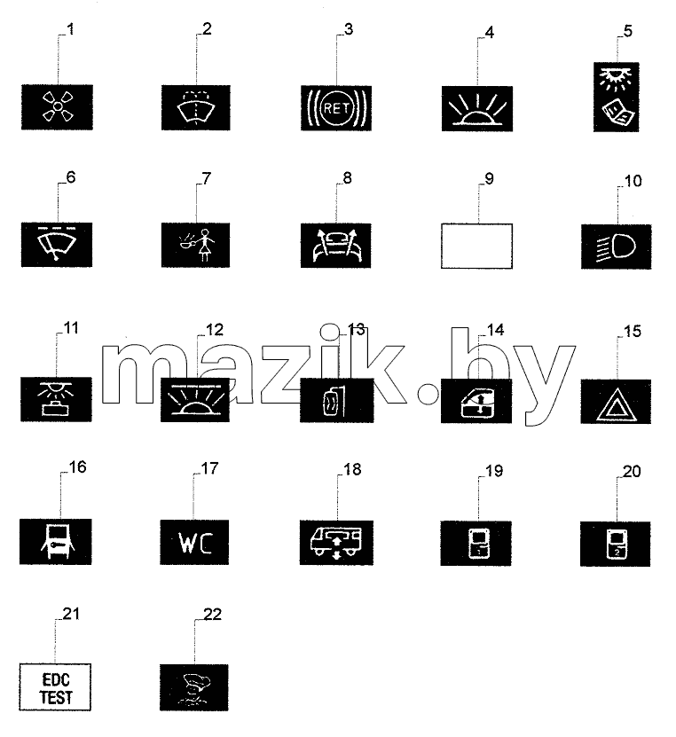 SWITCHES SYMBOLS DASH BOARD