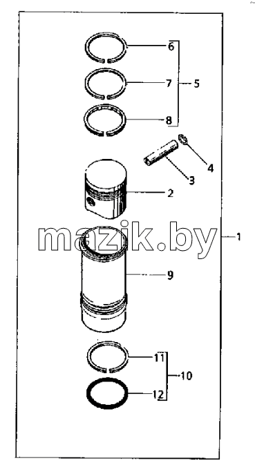 CRANKSHAFT, PISTONS AND CONNECTING RODS