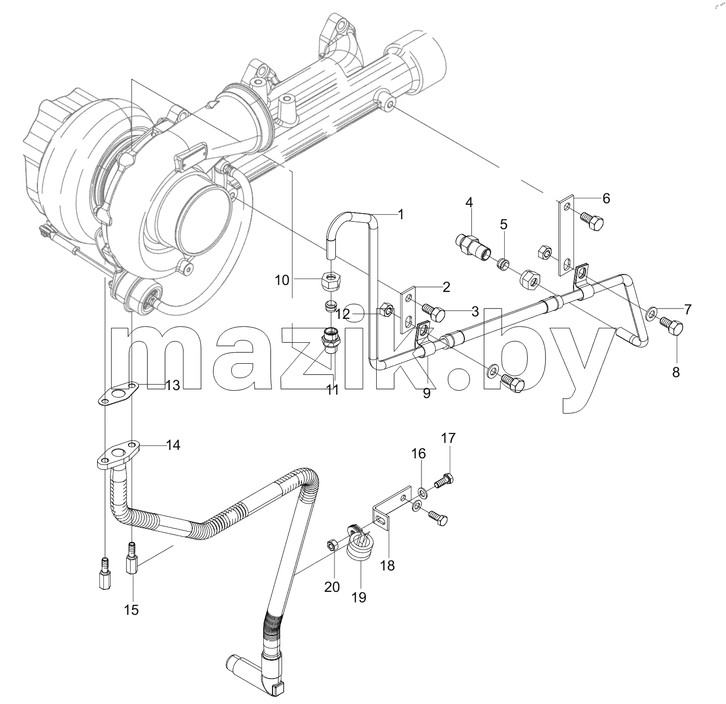  160102120008A203 Turbocharger Oil Pipe Group