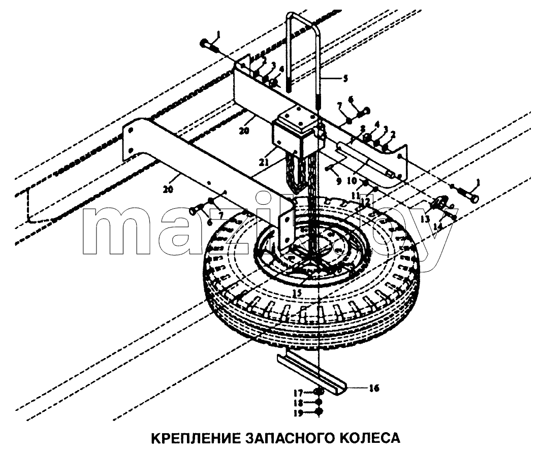 Крепление запасного колеса