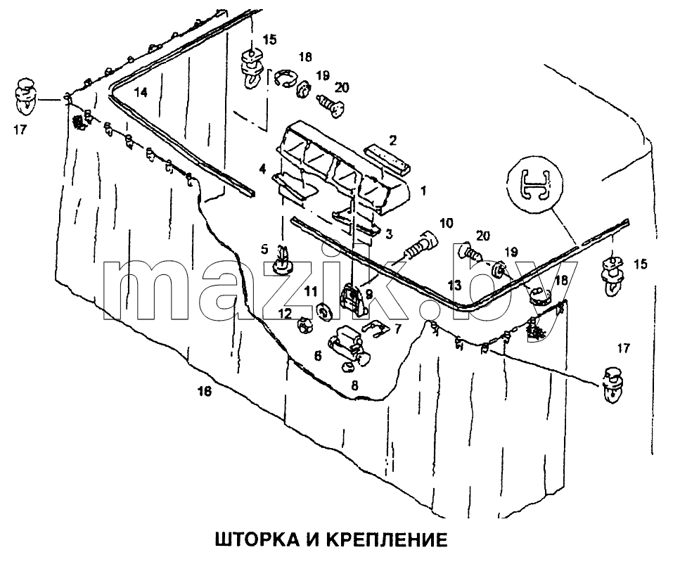 Шторка и крепление