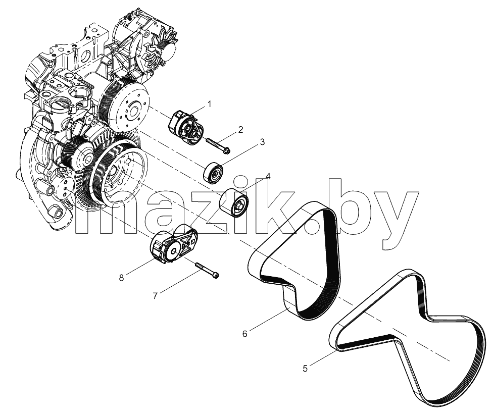  TENSIONER AND BELT GROUP