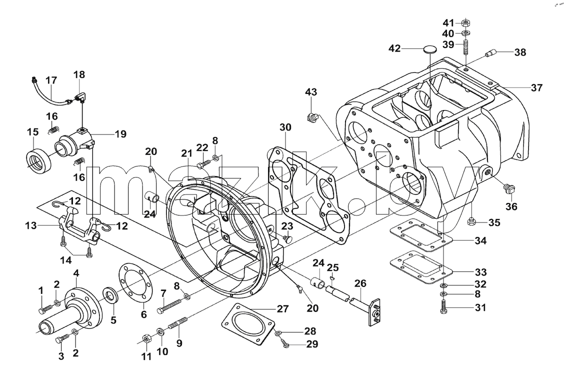  Clutch and gearbox housing assembly