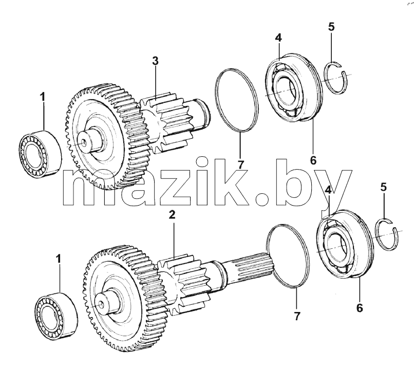  Auxiliary box middle shaft assembly