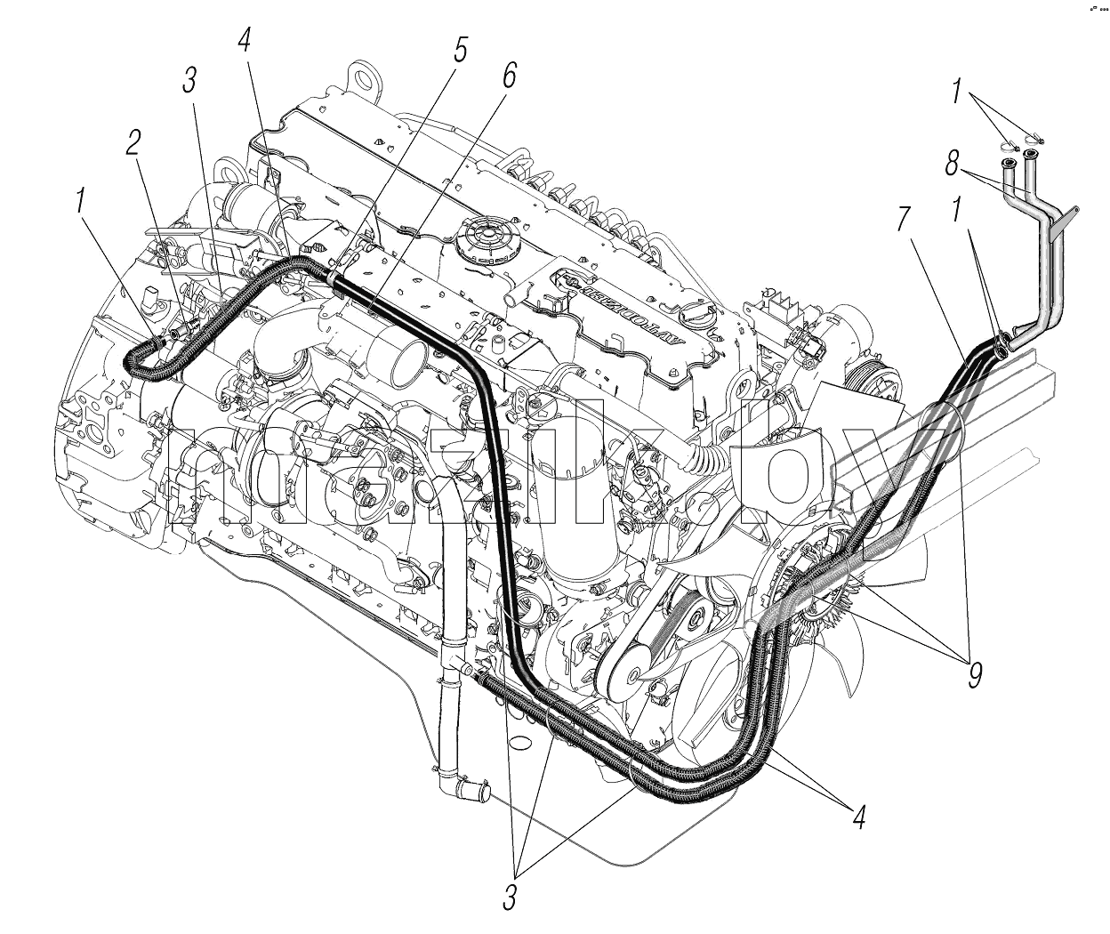 Установка системы отопления на двигателе