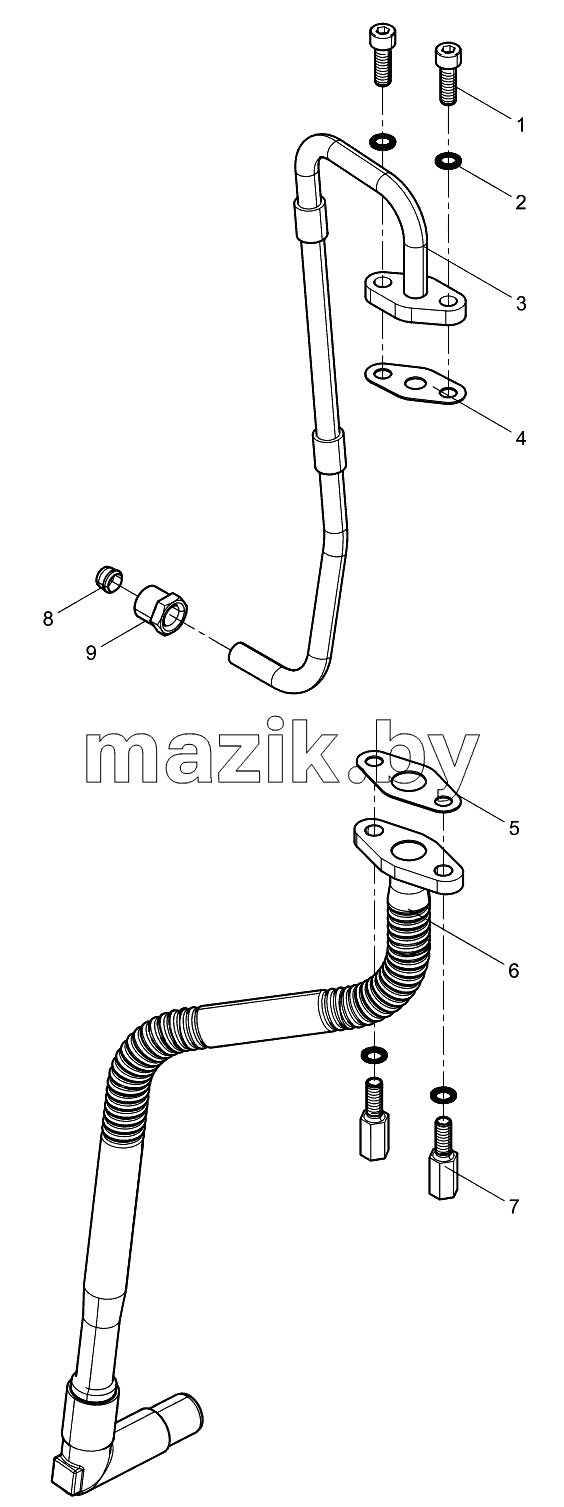  Turbocharger oil pipe group