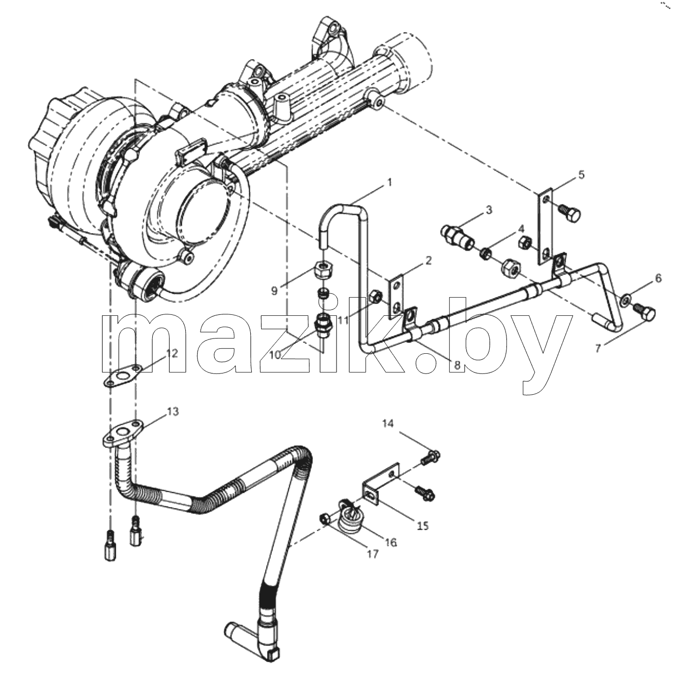  Turbocharger oil pipe group