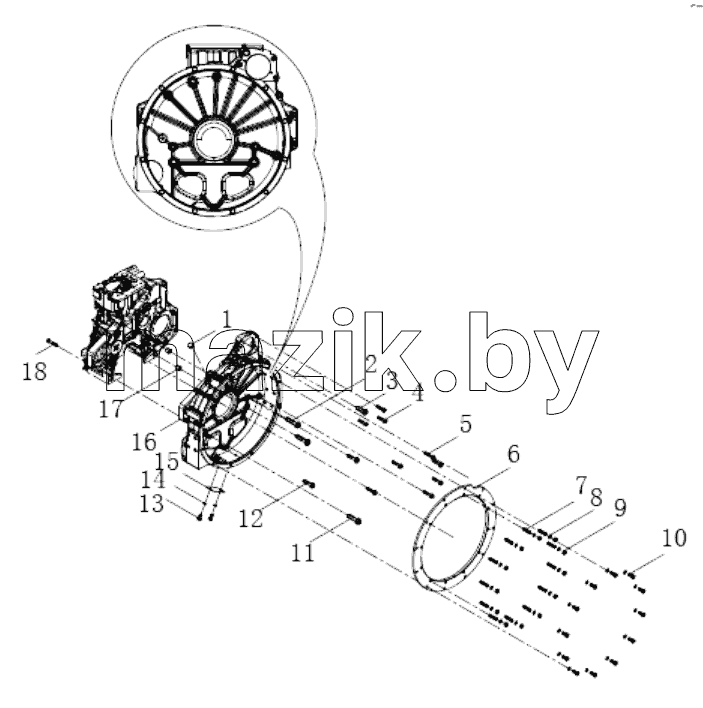  Flywheel housing combination