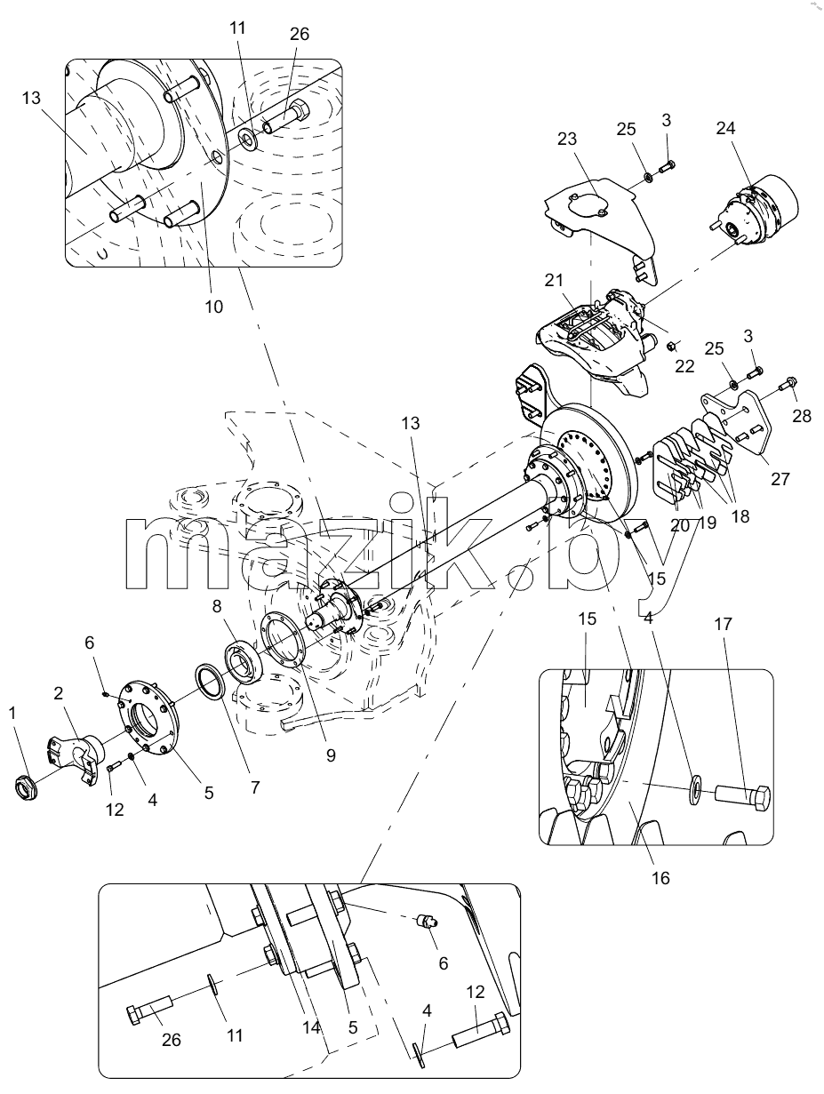  332105810 INTERMEDIATE SUPPORT AND BRAKE ASSEMBLY