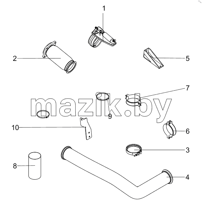  451208110 EXHAUST LINE AND BRACKET ASSEMBLY