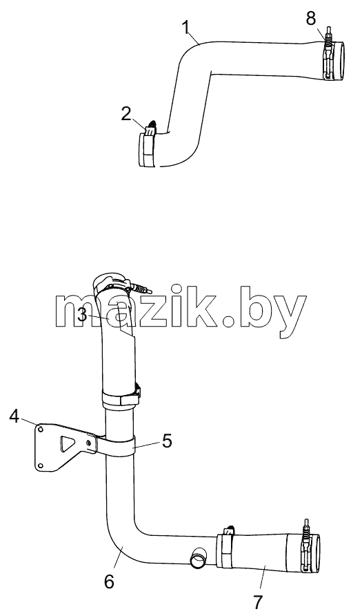  451308804 ENGINE WATER INLET AND OUTLET PIPE