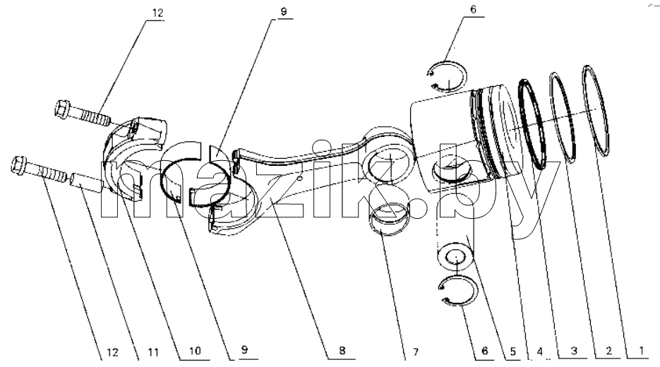 G0100-1004000 Piston and connecting rod assembly