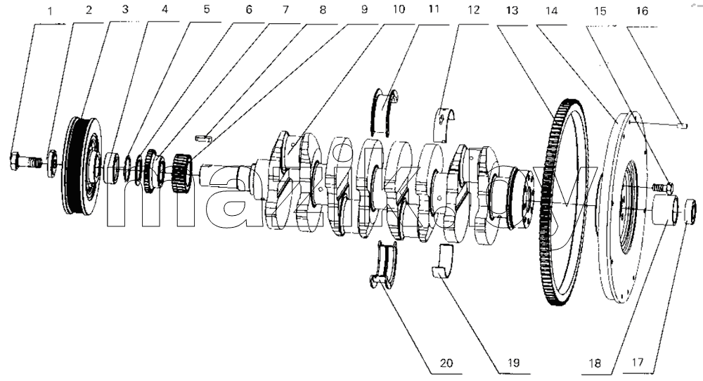 B30-1005000 Crankshaft and flywheel assembly