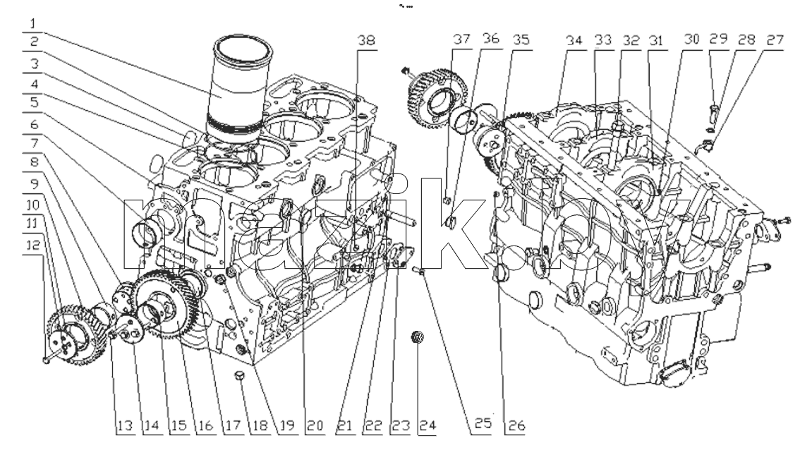  2B9XT0-1002000/01 Cylinder Block Assembly