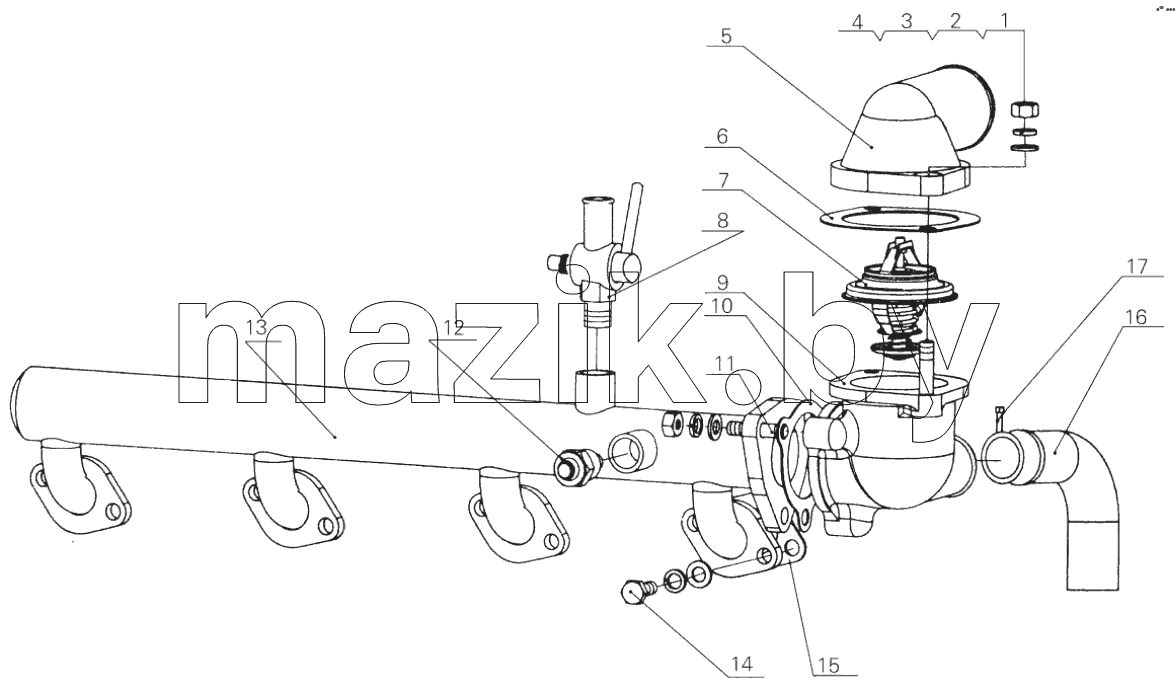 D30-1303000 Water outlet pipe assembly
