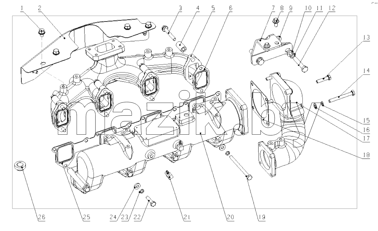  D4G02-1008000 Exhaust manifold parts