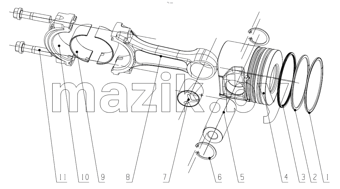  D30-1004000/05 Piston & Connecting Rod Assembly