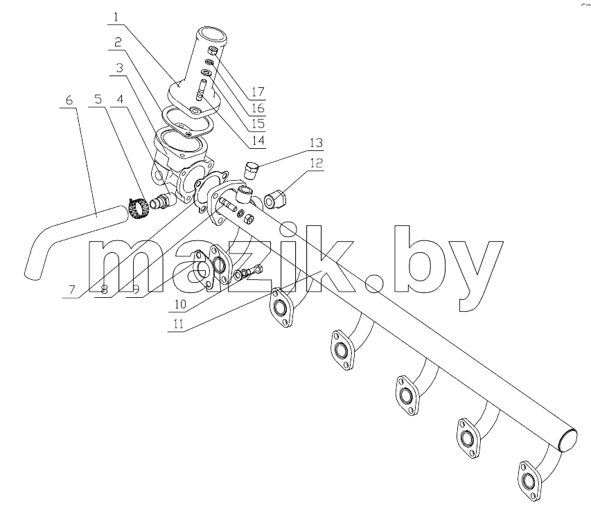  1640H-1303000/13 Water Outlet Pipe Assembly