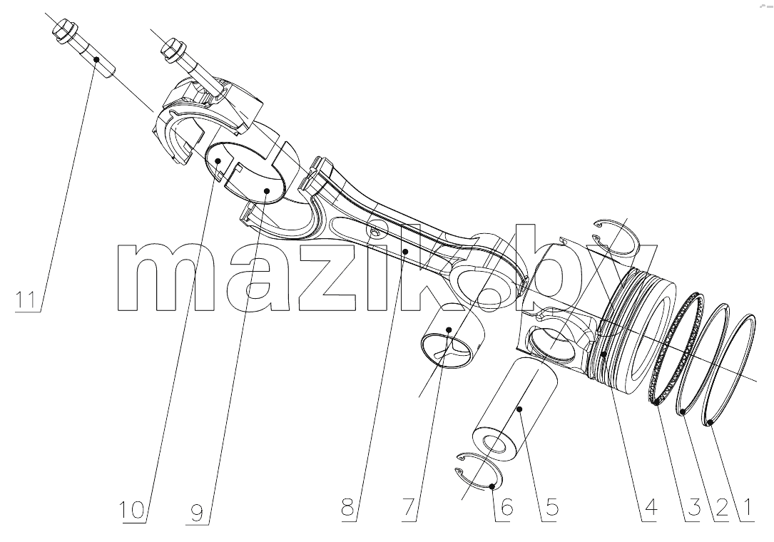  G3W00-1004000/02 Piston and Connecting Rod