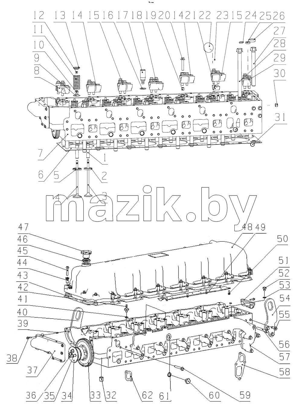  K7301-1003000 Cylinder Head & Valve Cover Assembly