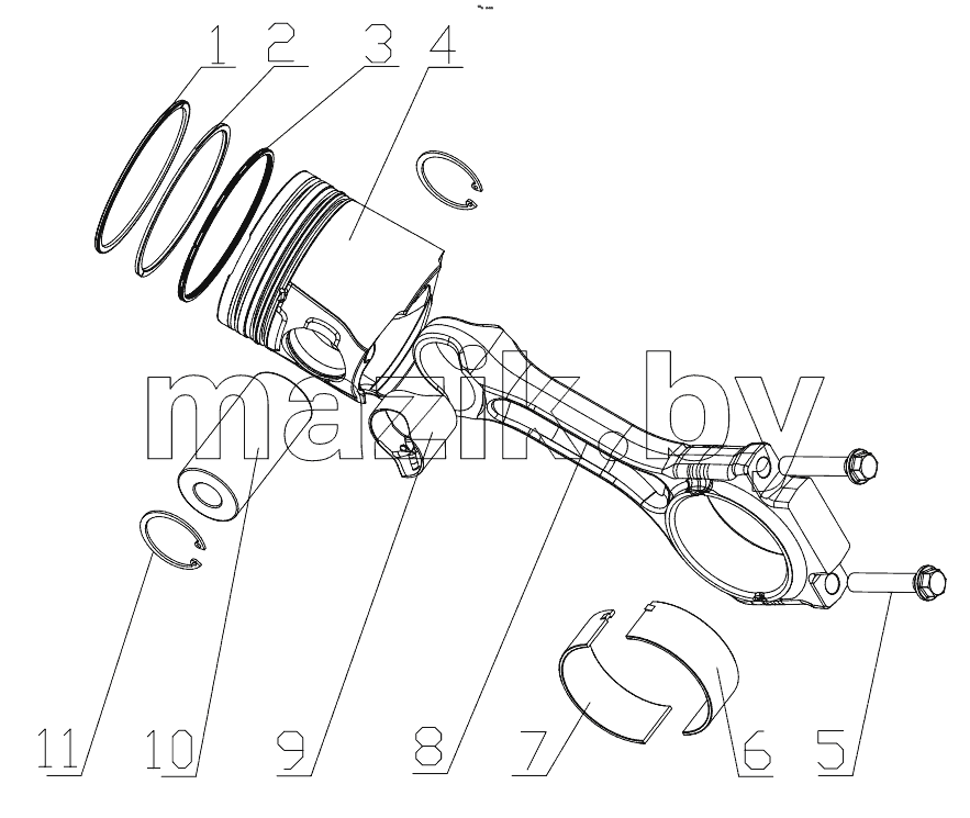  K7500-1004000 Piston & Connecting Rod Assembly
