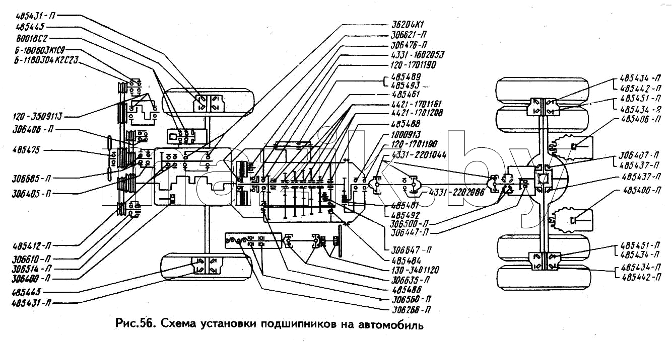 Схема установки подшипников