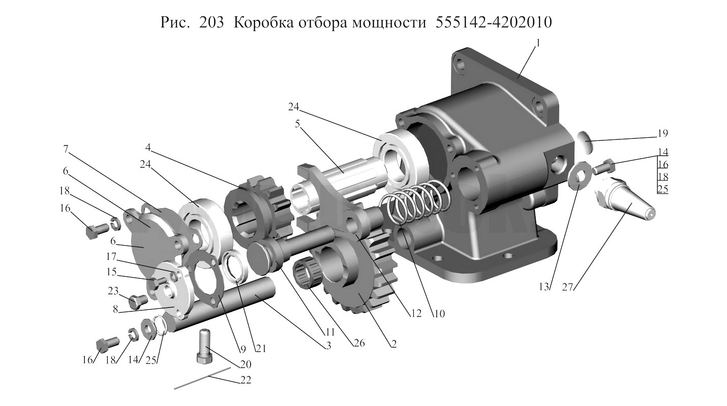 Коробка отбора мощности маз схема