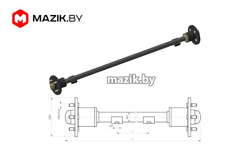 8162-2410009-10 Балка оси прицепа со ступицами, МАЗ УВК - Мазик Бай